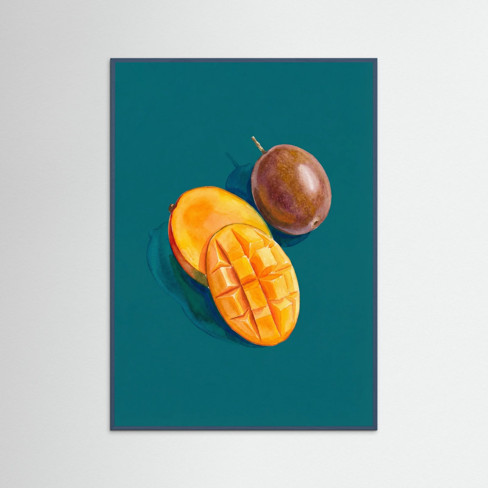 Teal Wood Tropical Papaya Blues