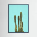 Teal Wood Turquoise Cactus Poster