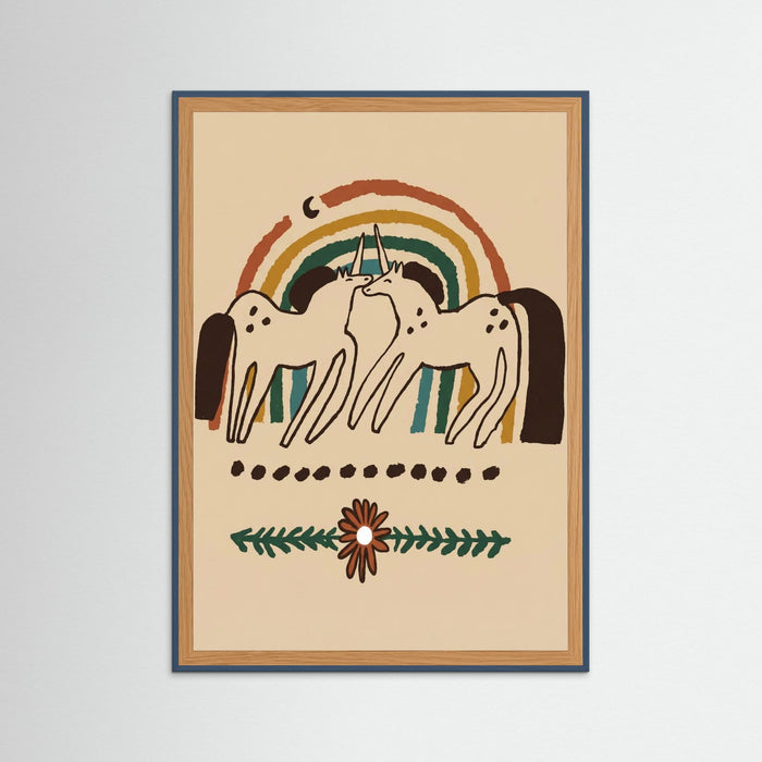Teal Wood Unicorn Rainbow Bond