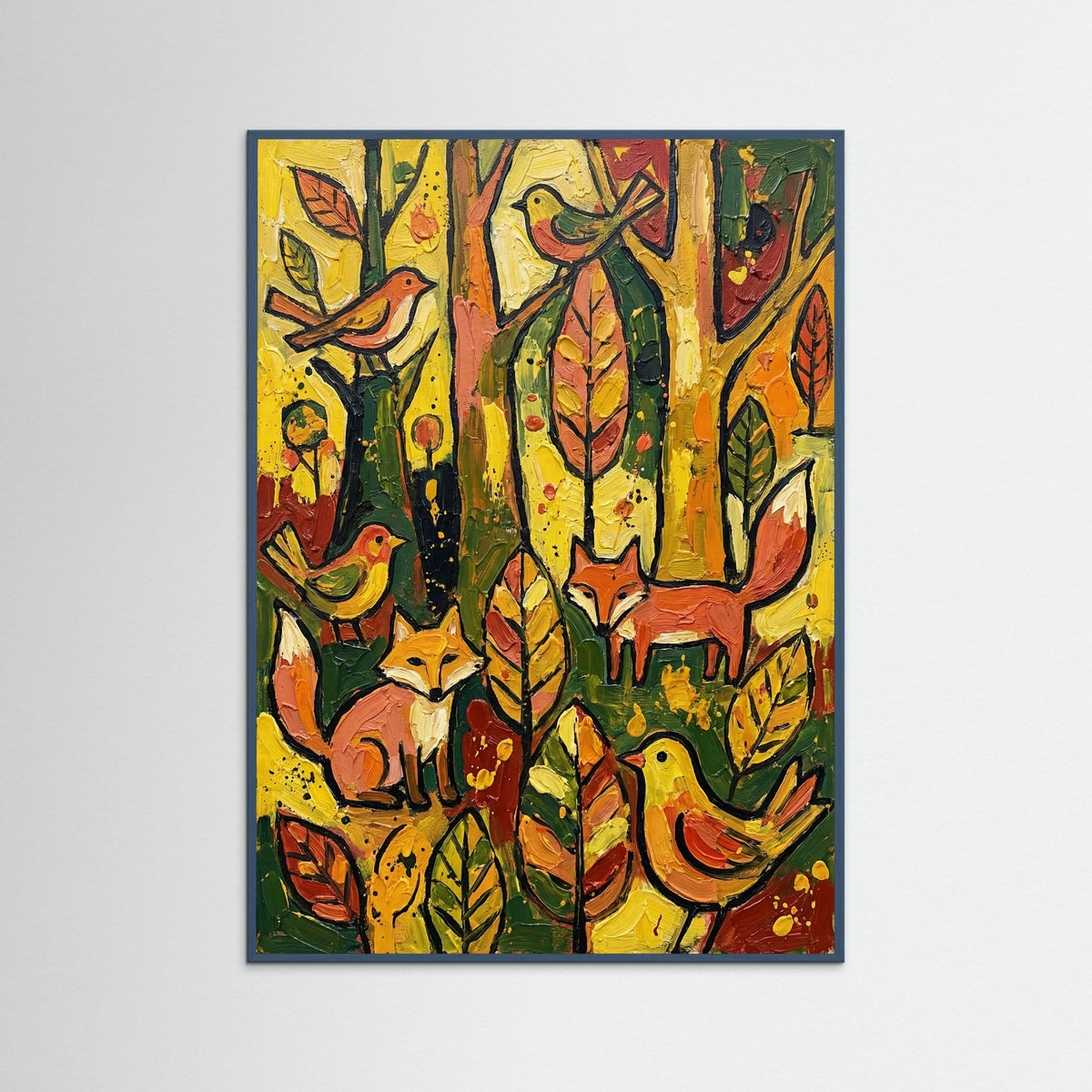 Teal Wood Vibrant Abstract Forms