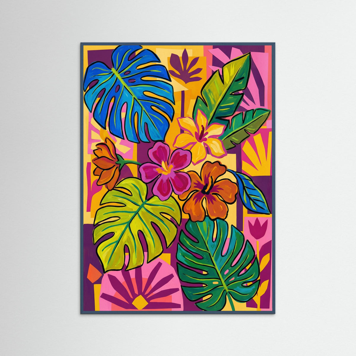 Teal Wood Vibrant Abstract Portrait Orange