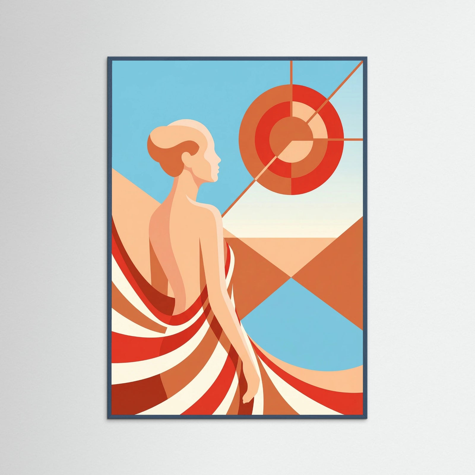 Teal Wood Vibrant Figure