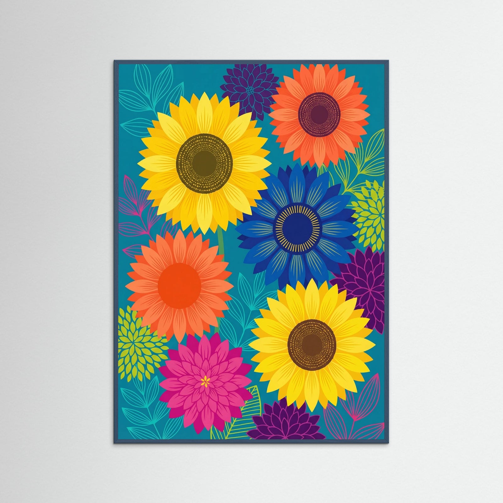 Teal Wood Vibrant Floral Dream