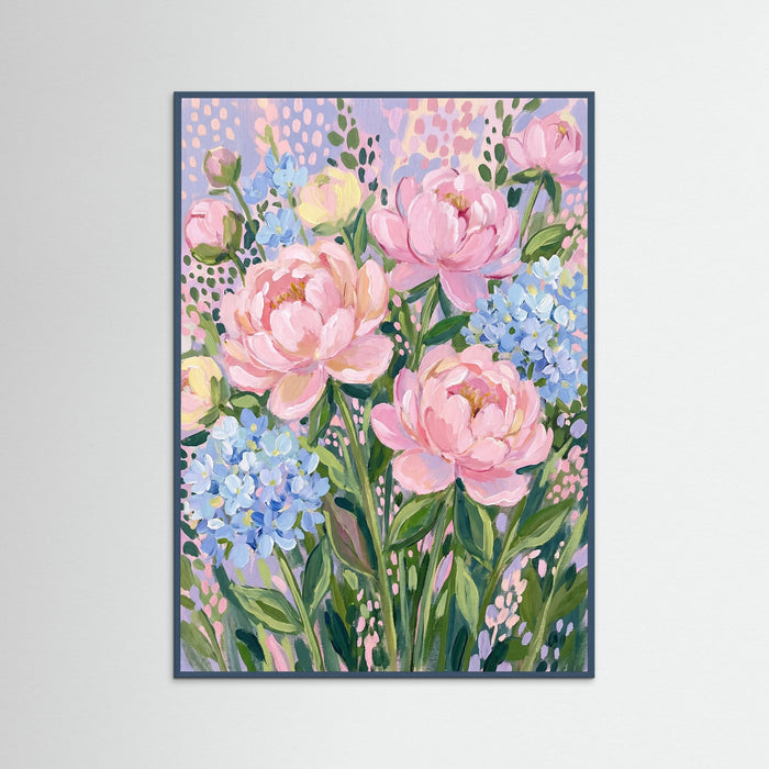 Teal Wood Vibrant Floral Medley