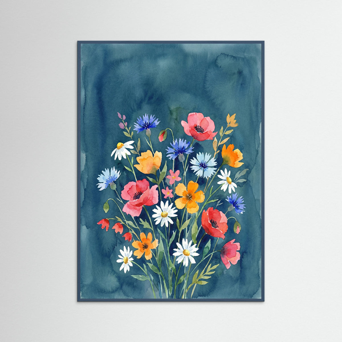 Teal Wood Vibrant Floral Vase