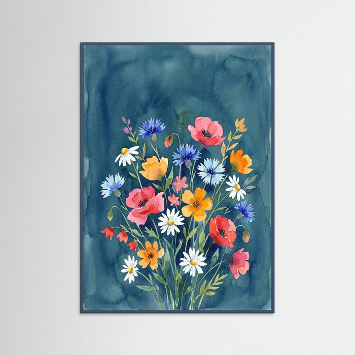 Teal Wood Vibrant Floral Vase