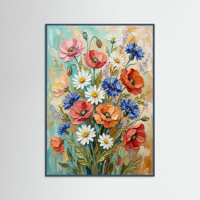 Teal Wood Vibrant Pink Bloom