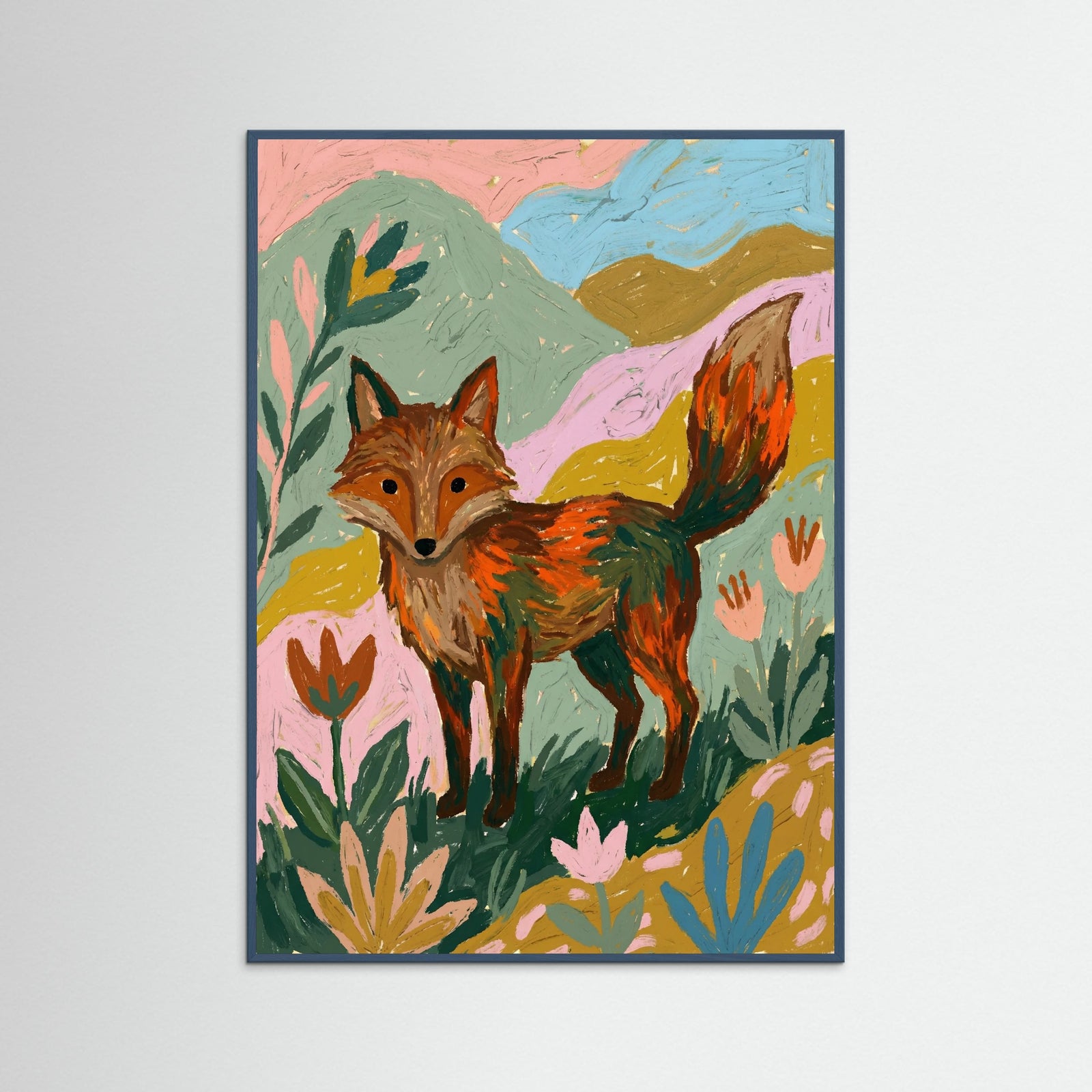 Teal Wood Vibrant Winged Figure