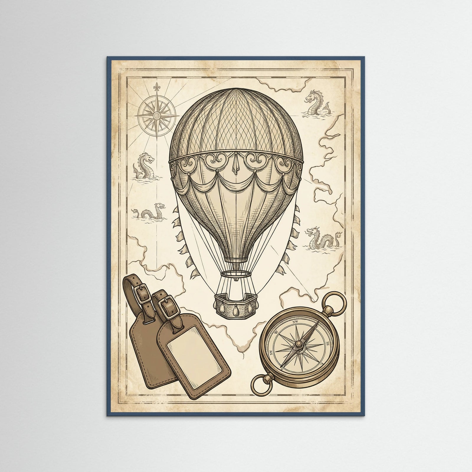 Teal Wood Vintage Travel Elegance