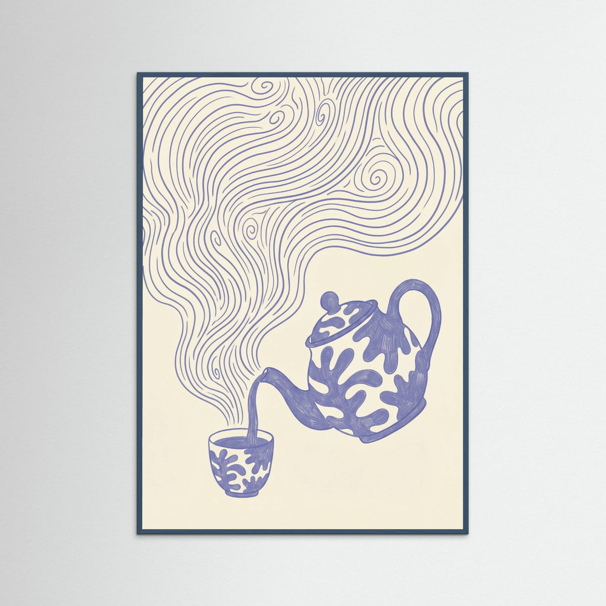 Teal Wood Whimsical Coffee Swirls