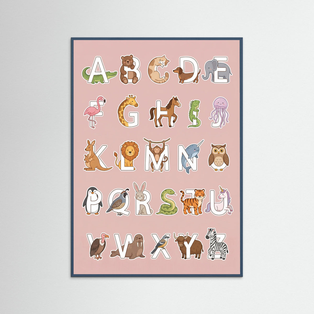 Teal Wood Whimsical Number Animals