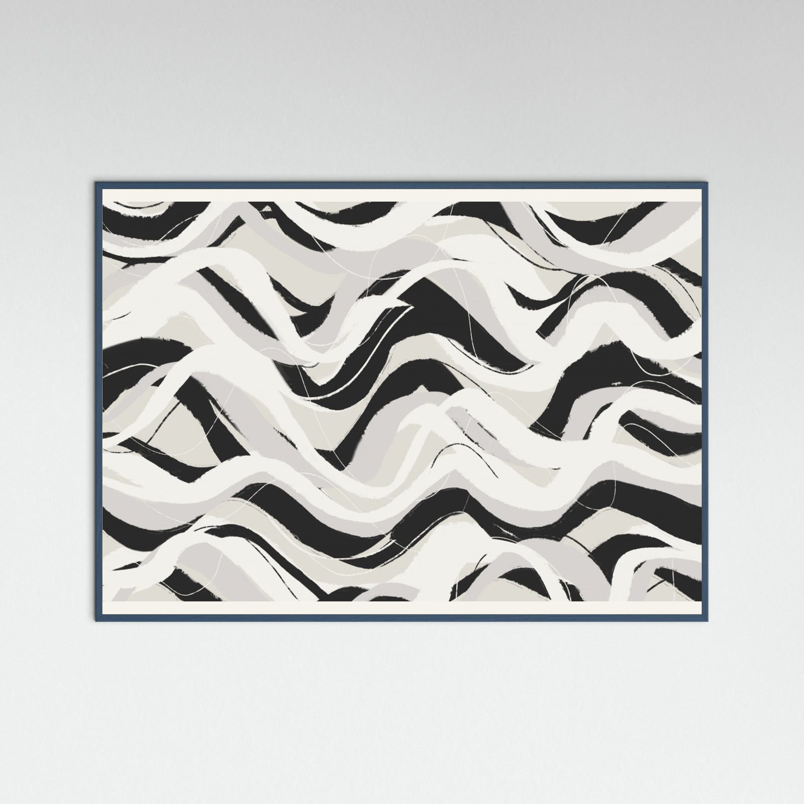 Teal Wood White Black Waves Pattern Square Poster