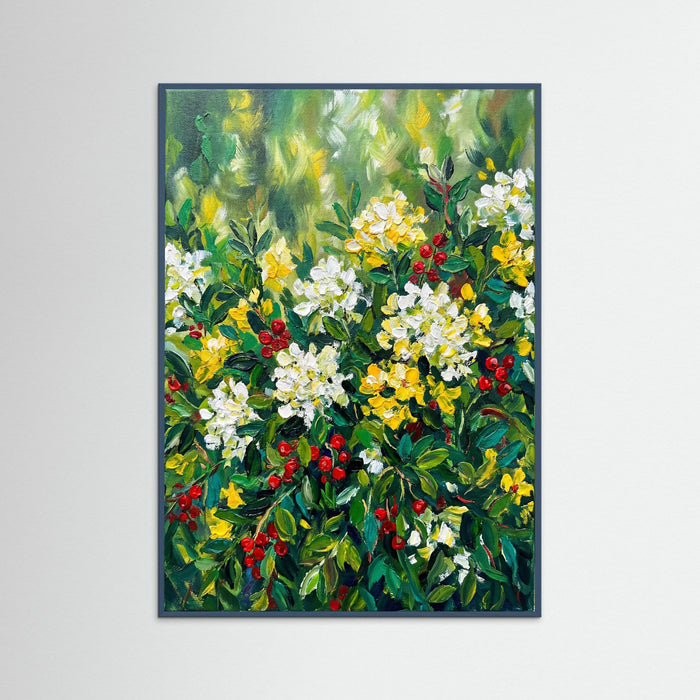 Teal Wood Wildflower Burst