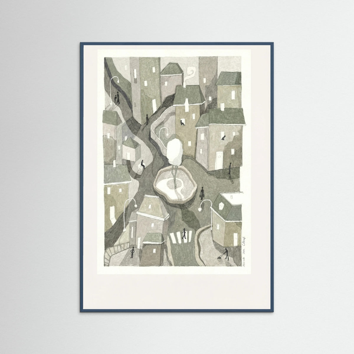 Teal Wood Winding Cityscape