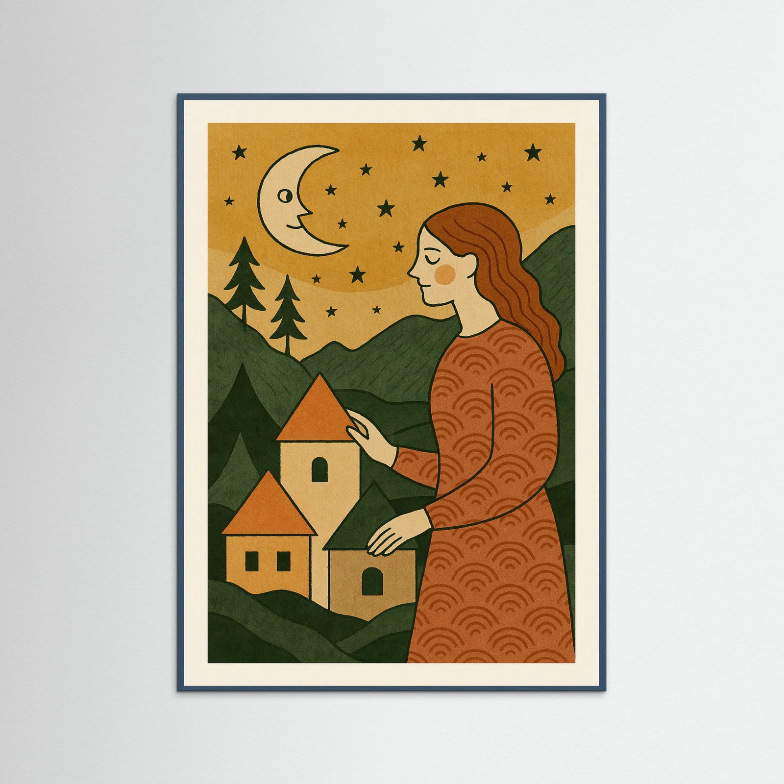 Teal Wood Woman and Horses