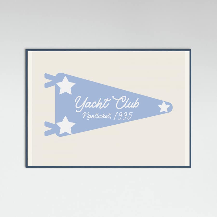 Yacht Club Blue Pennant Parchment Poster – plakat og kunsttryk