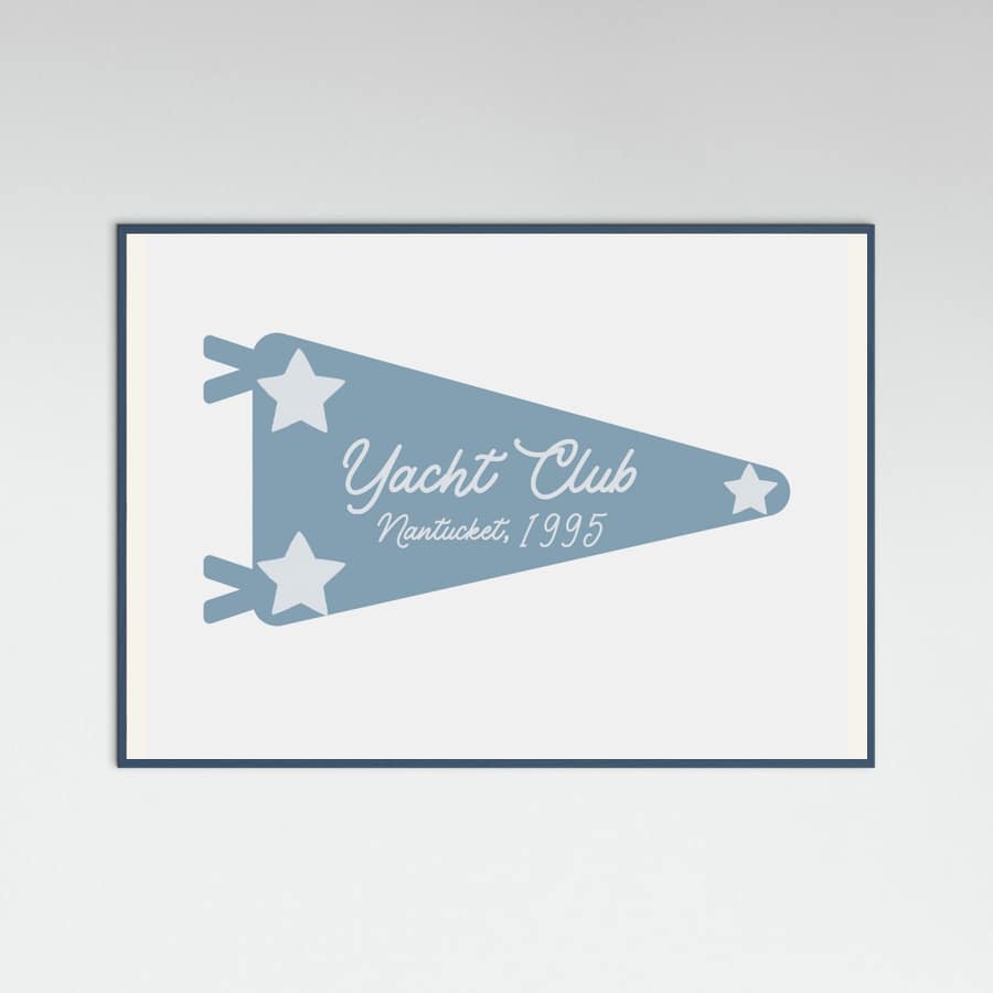 Yacht Club Blue Pennant Poster – plakat og kunsttryk