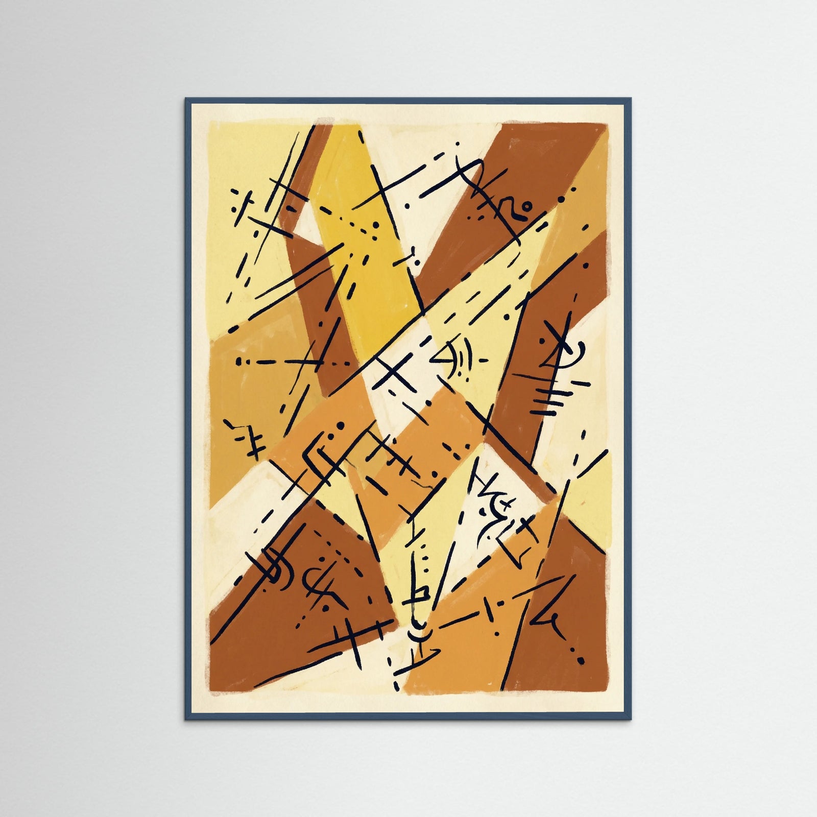 Teal Wood Yellow Grid Study