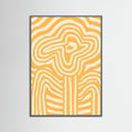 Teal Wood Yellow Striped Flower Poster