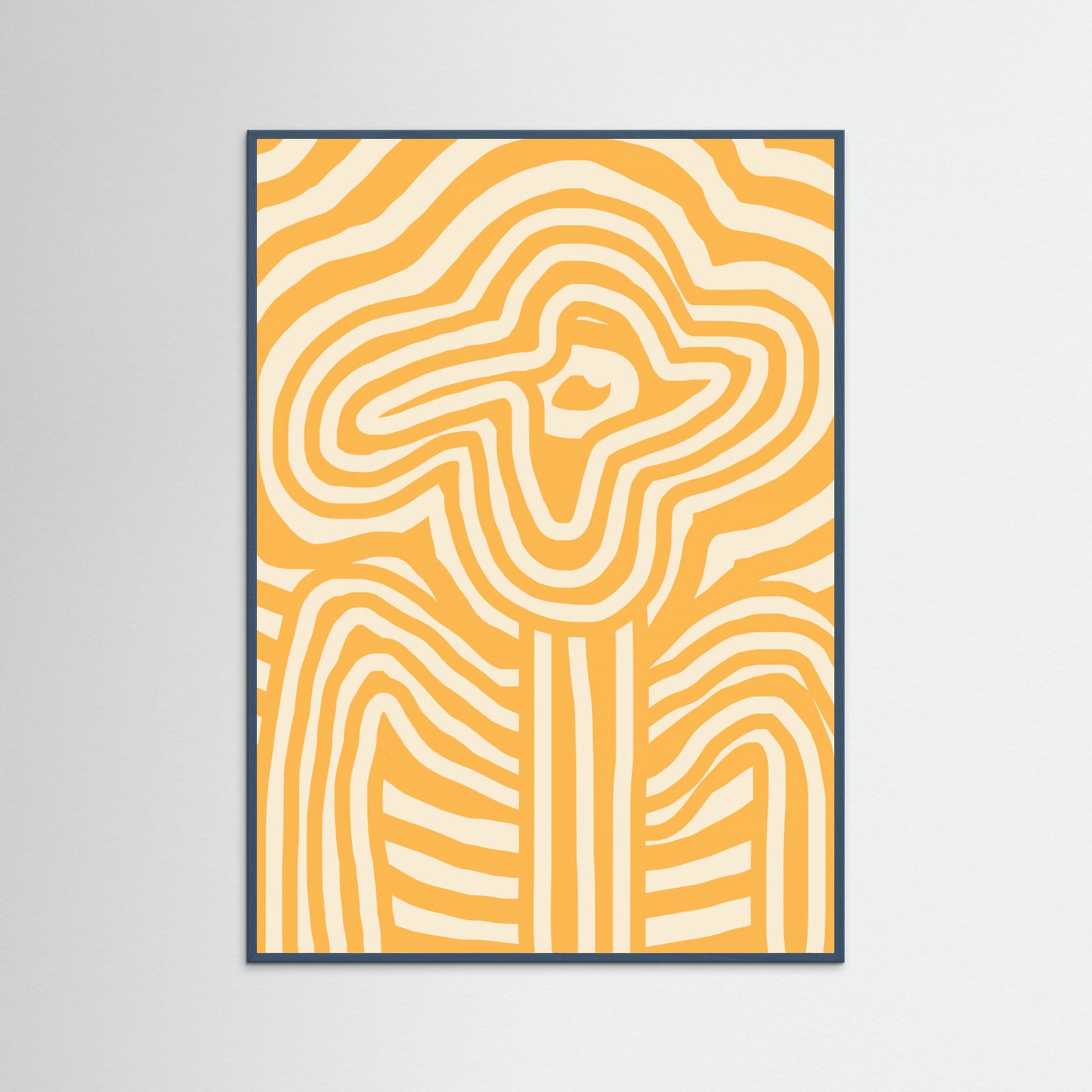 Teal Wood Yellow Striped Flower Poster