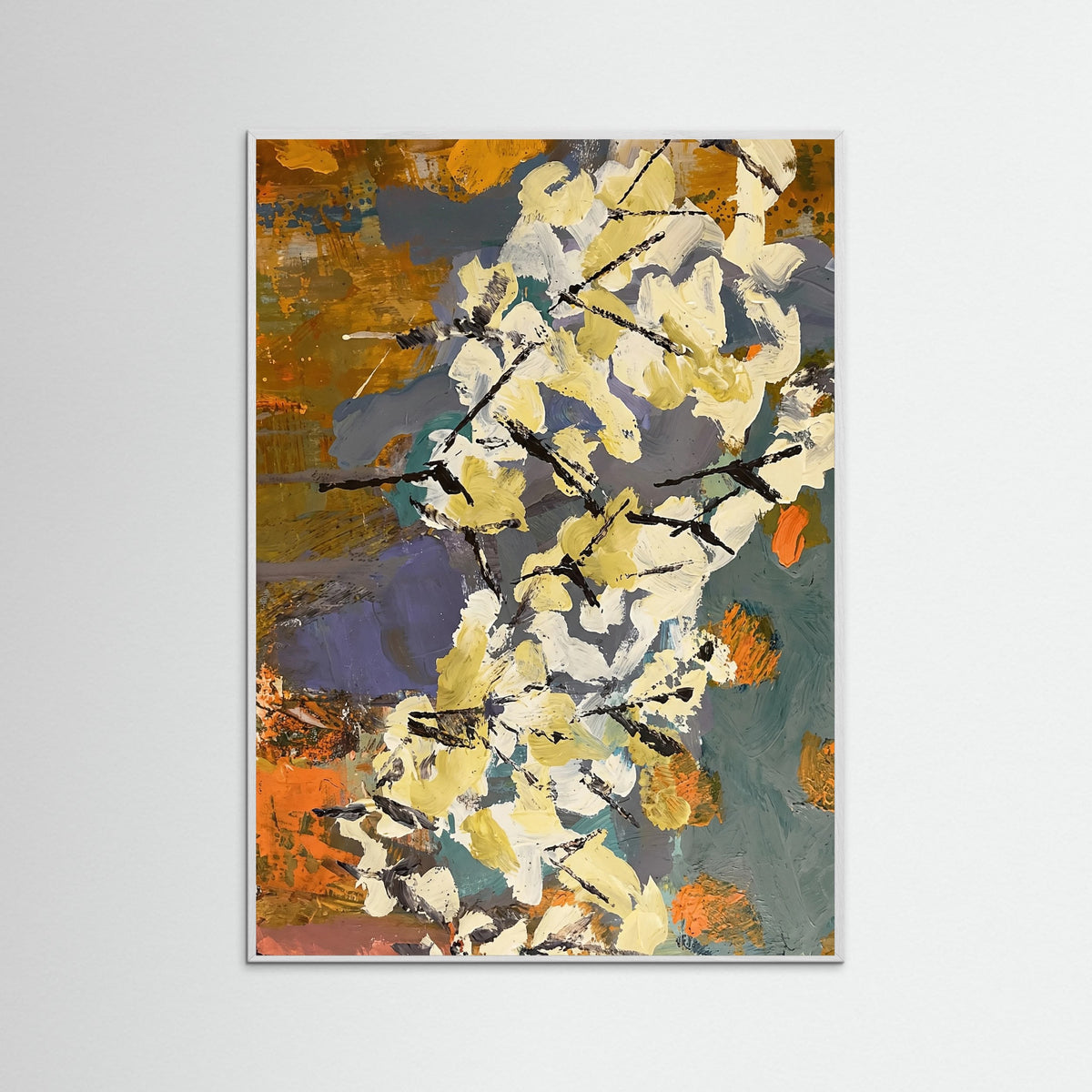 White Wood Abstract Blossom Dance