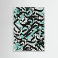 White Wood Abstract Calligraphy In Blue Poster