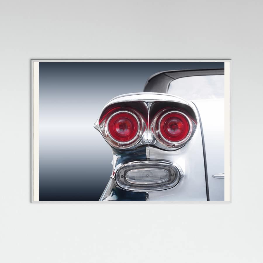 White Wood American classic car Bonneville 1958 Convertible Poster