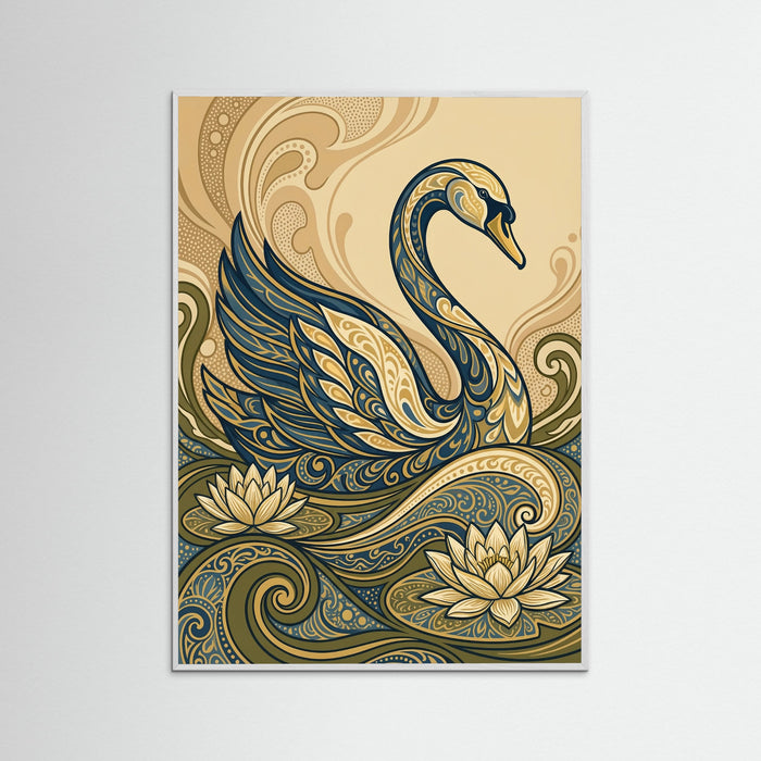 White Wood Art Nouveau Peacock