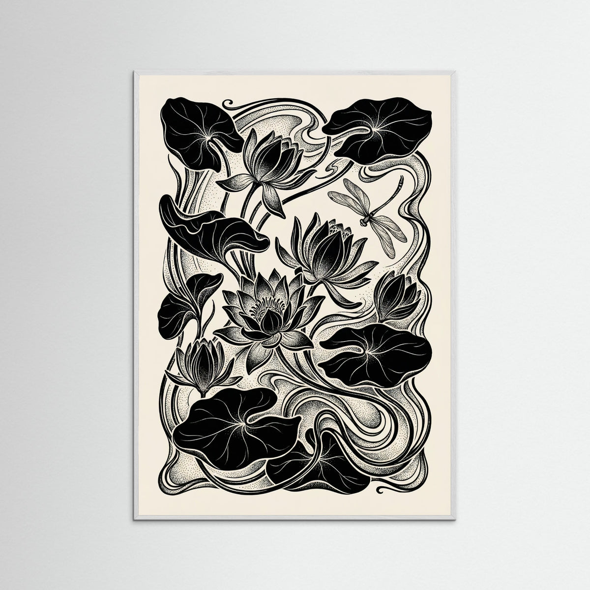 White Wood Beardsley Floral Nouveau