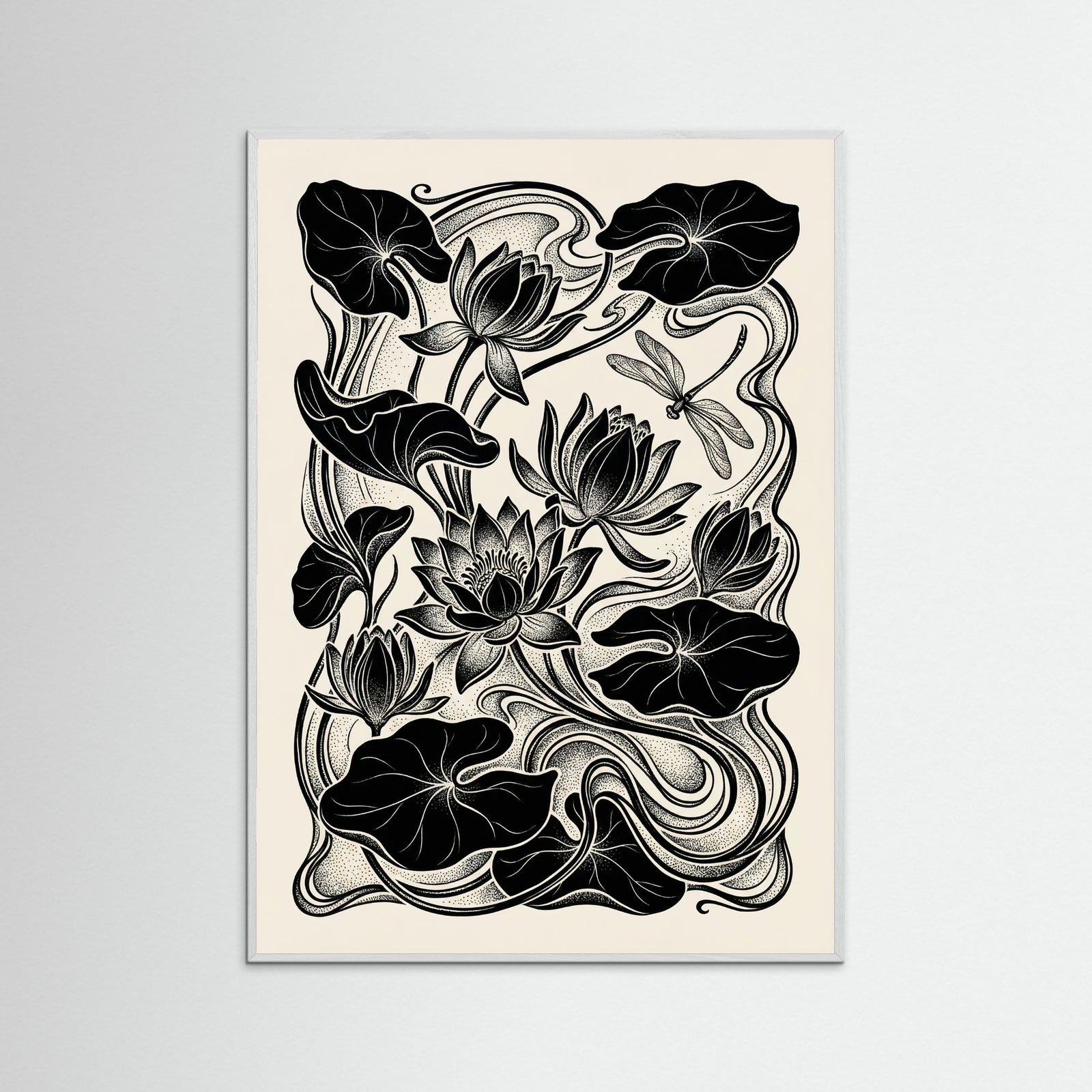 White Wood Beardsley Floral Nouveau