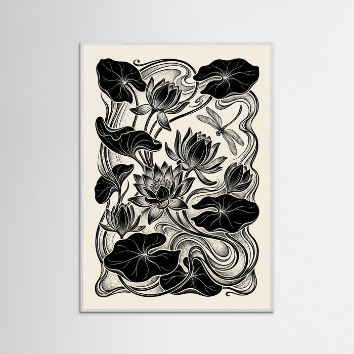 White Wood Beardsley Floral Nouveau