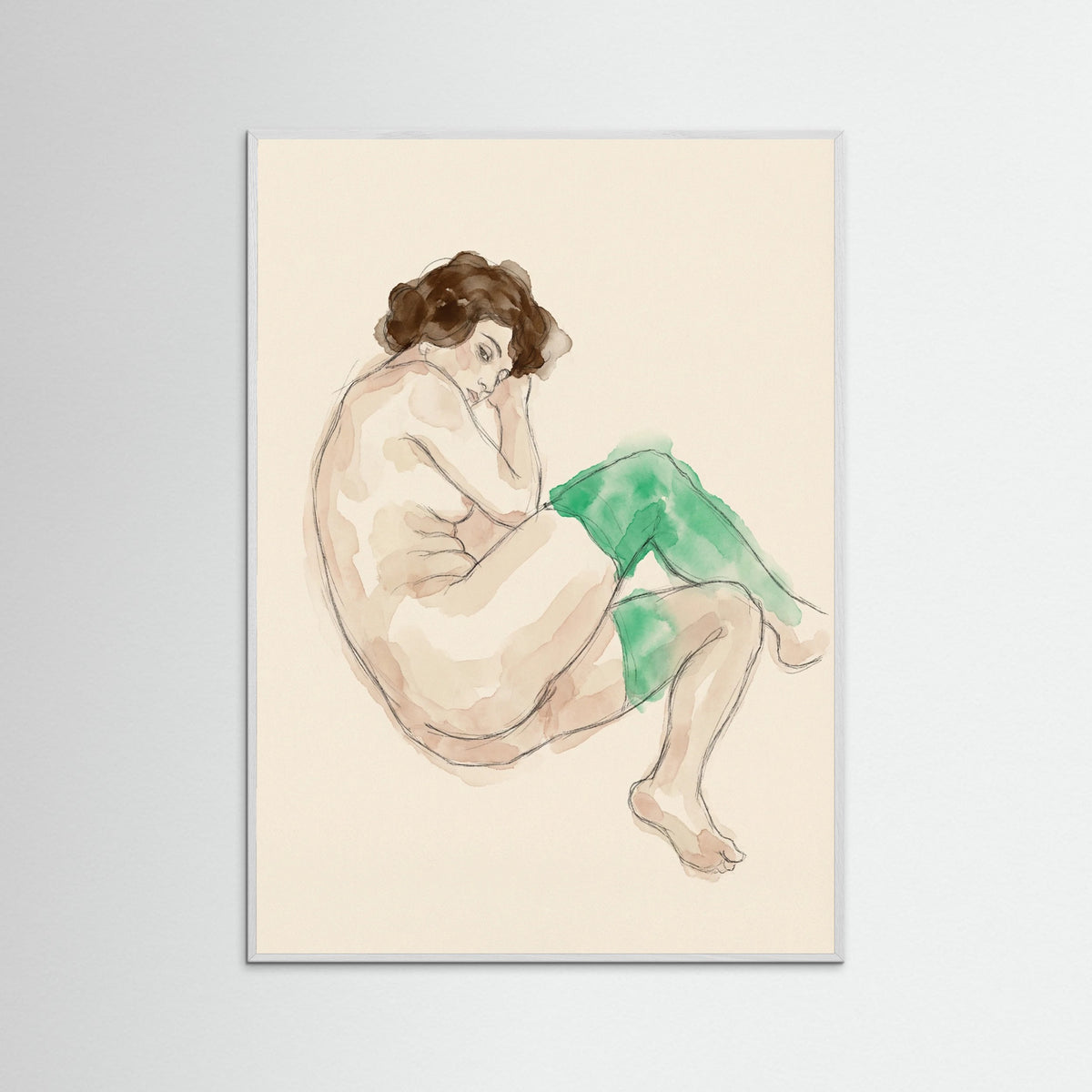 White Wood Bending Nude Study