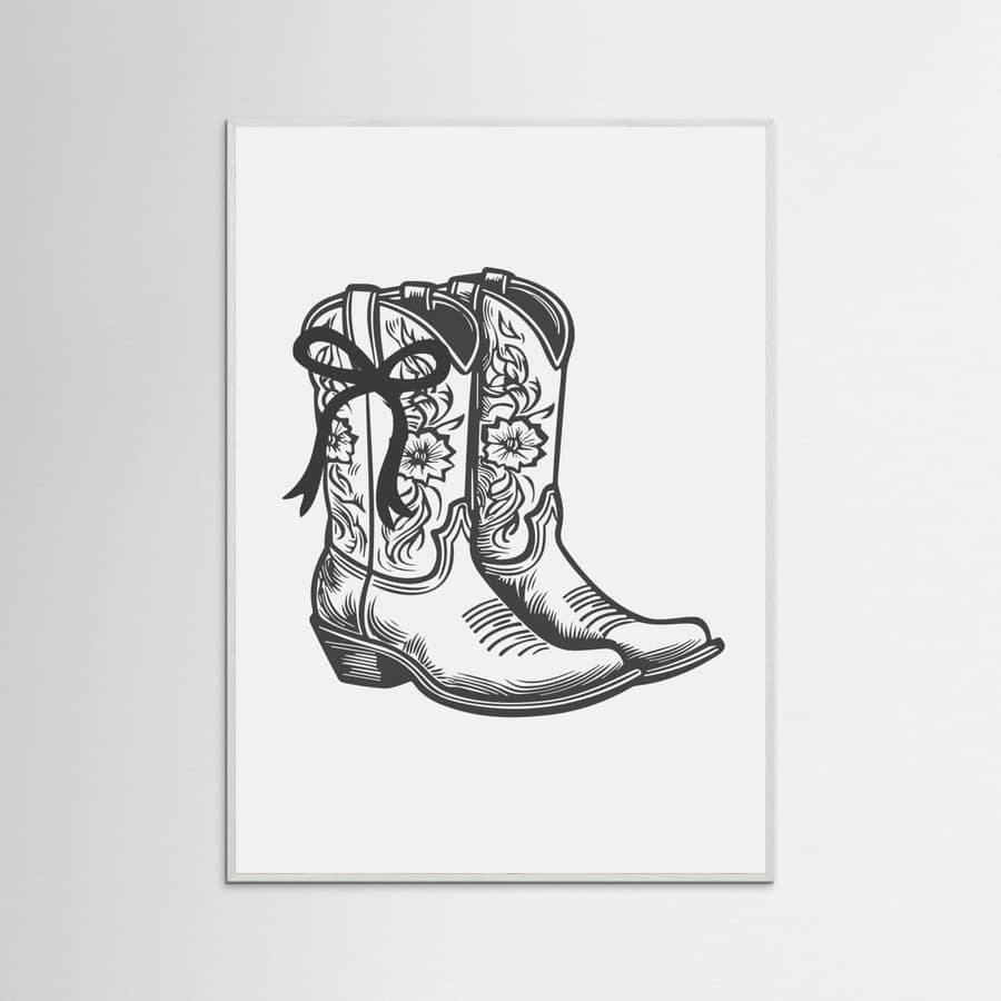 Black Cowgirl Boots with Bow Poster – Poster und Kunstdruck