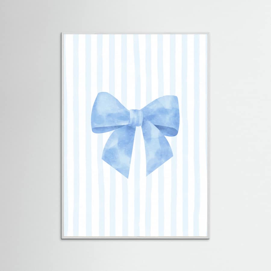 Póster Blue Bow On Stripes – póster e impresión artística