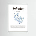 Póster Blue Lobster Poster | Minimalist Coastal Art with Seafood Illustration – póster e impresión artística