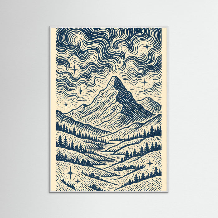 White Wood Blue Swirl Pattern