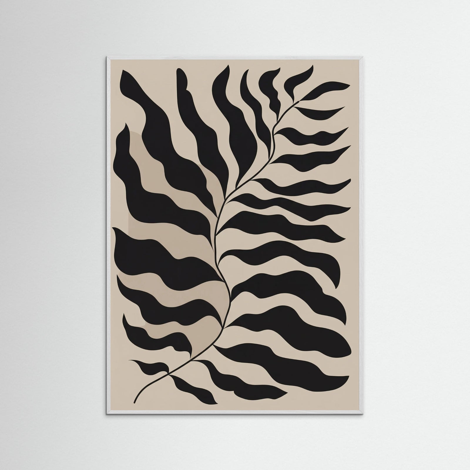 White Wood Bohemian Frond Abstract