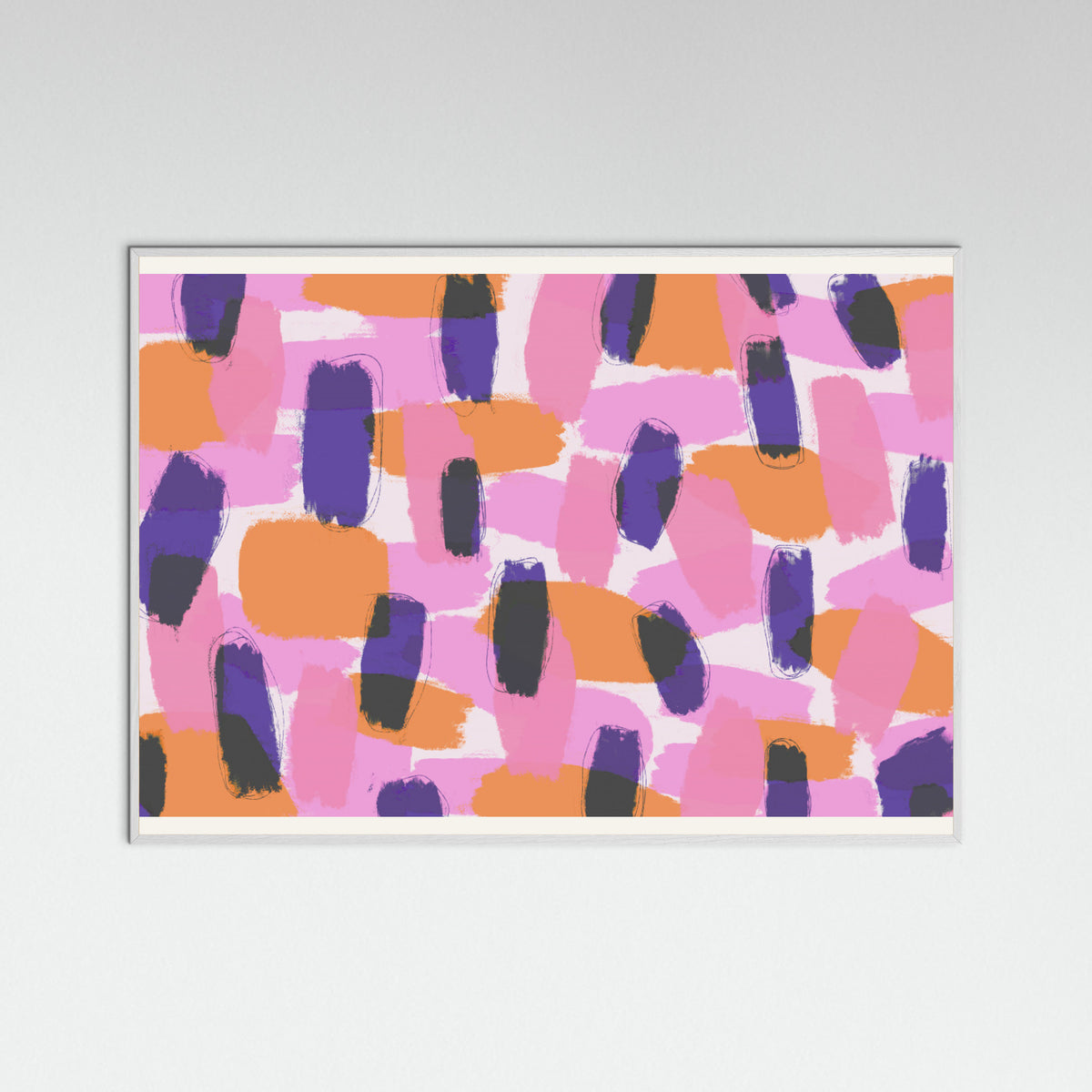 White Wood Bold Color Strokes Poster