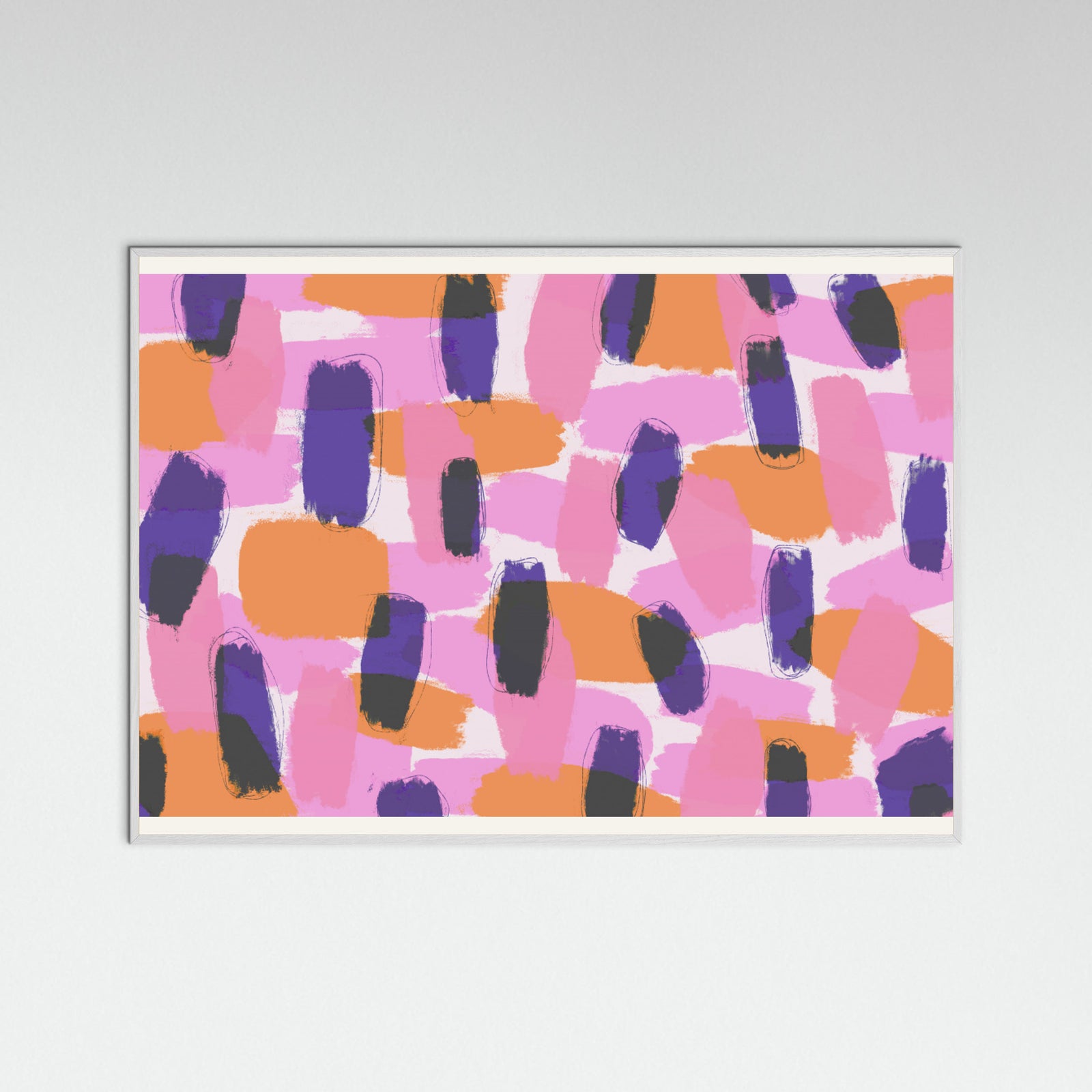 White Wood Bold Color Strokes Poster