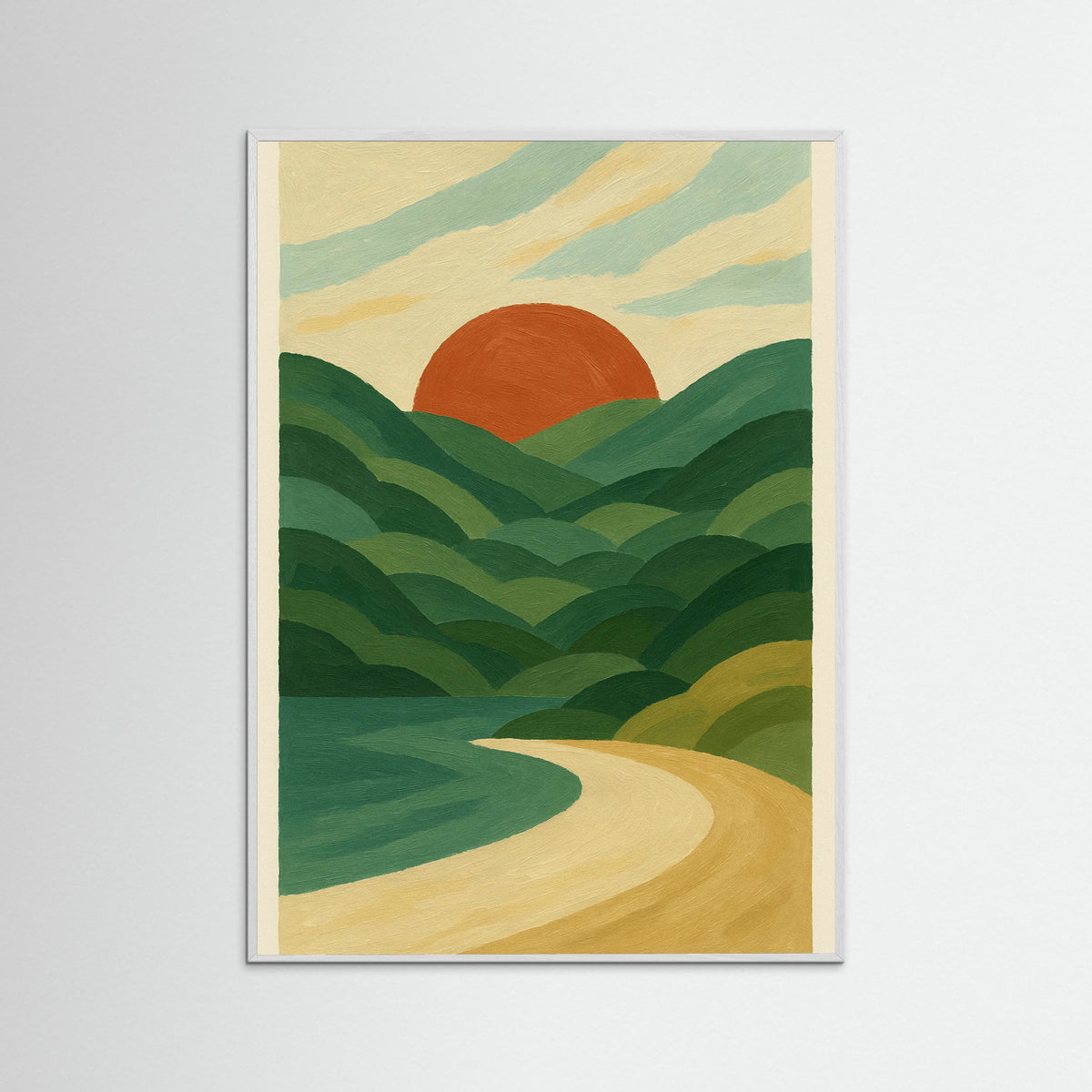 White Wood Bold Floral Red