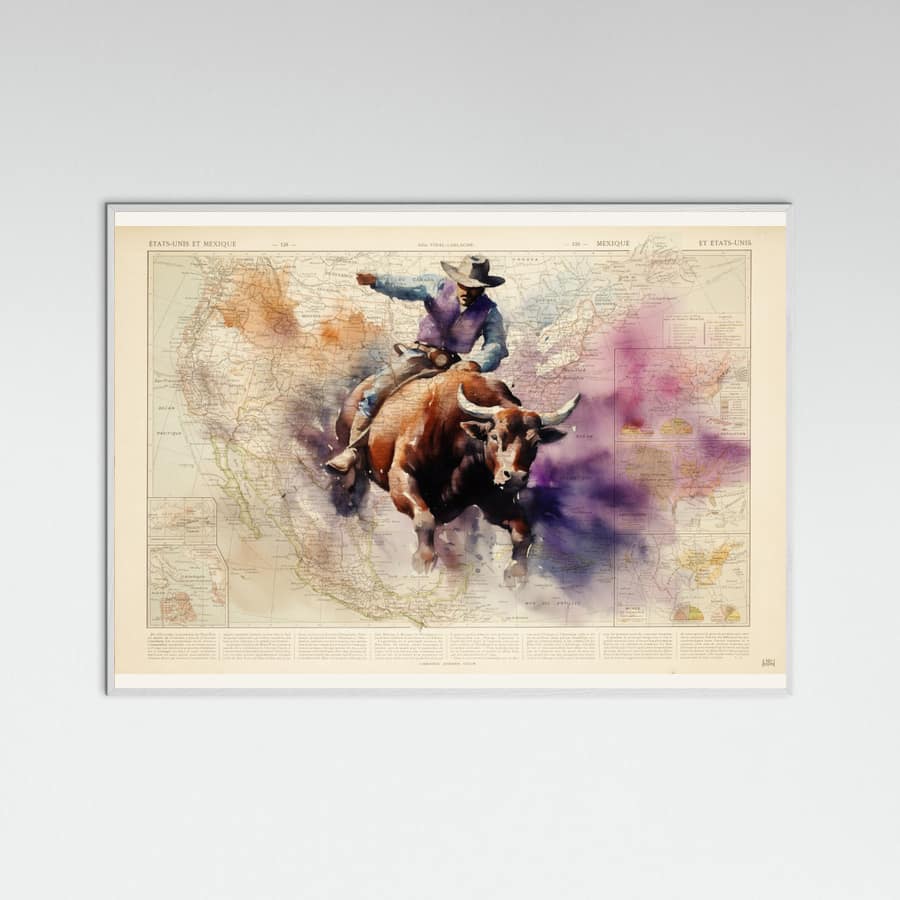 White Wood Bull Rider Poster