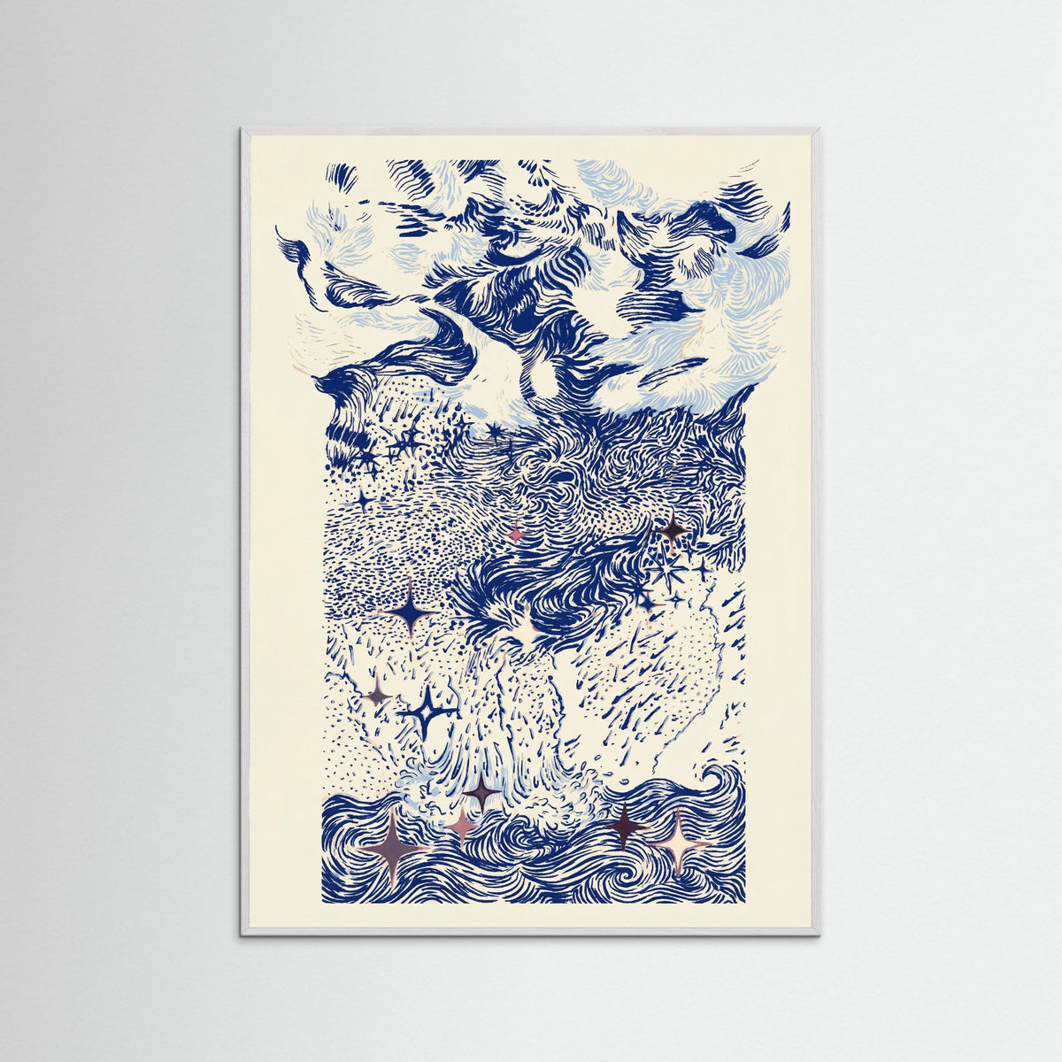 White Wood Celestial Swirls