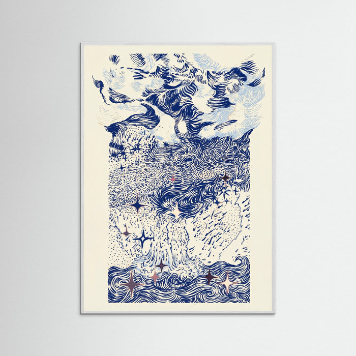 White Wood Celestial Swirls