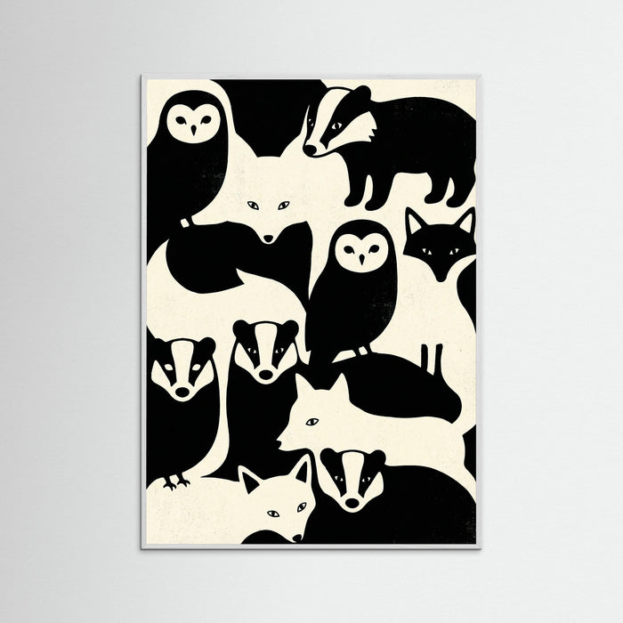 White Wood Checkerboard Felines