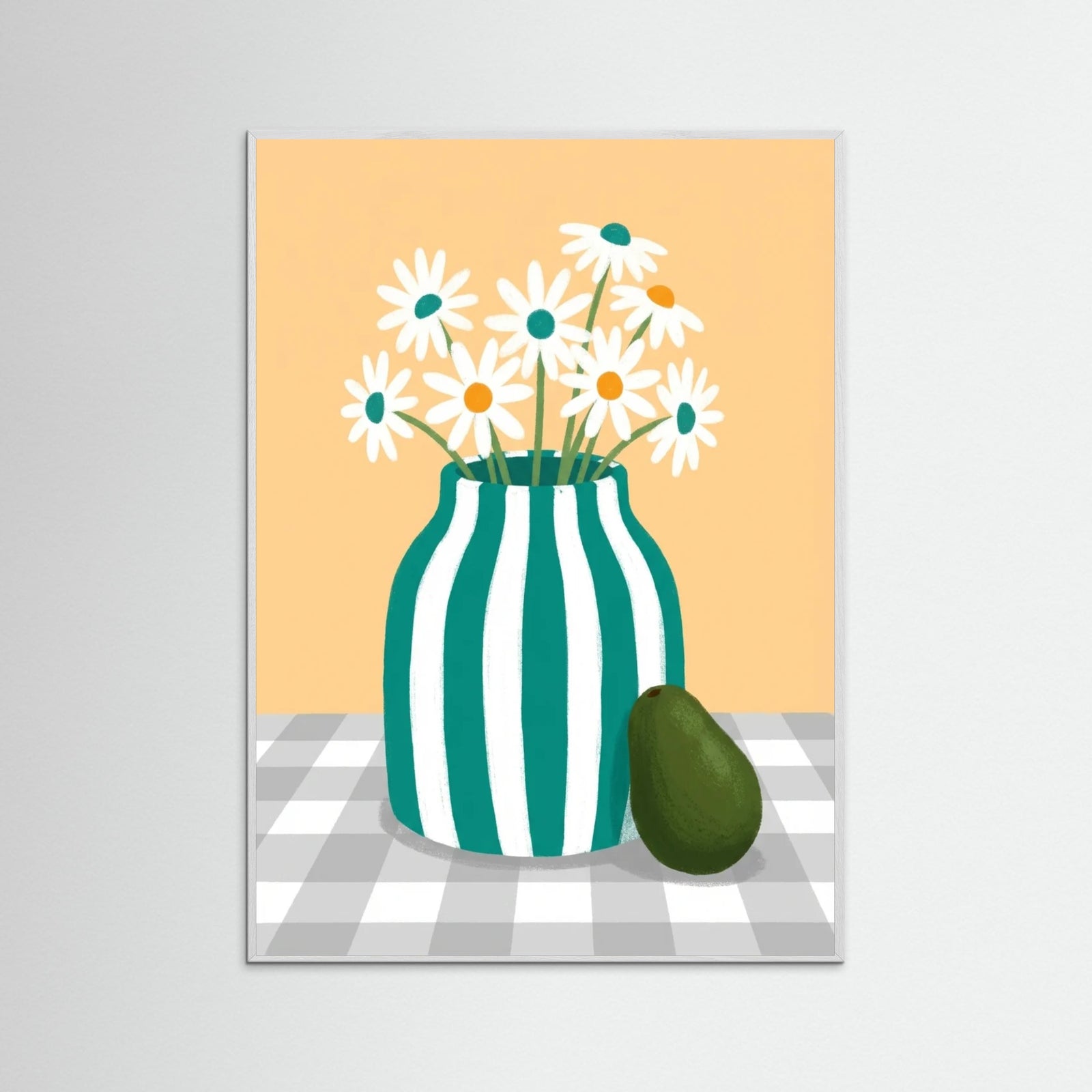 White Wood Checkered Citrus Still