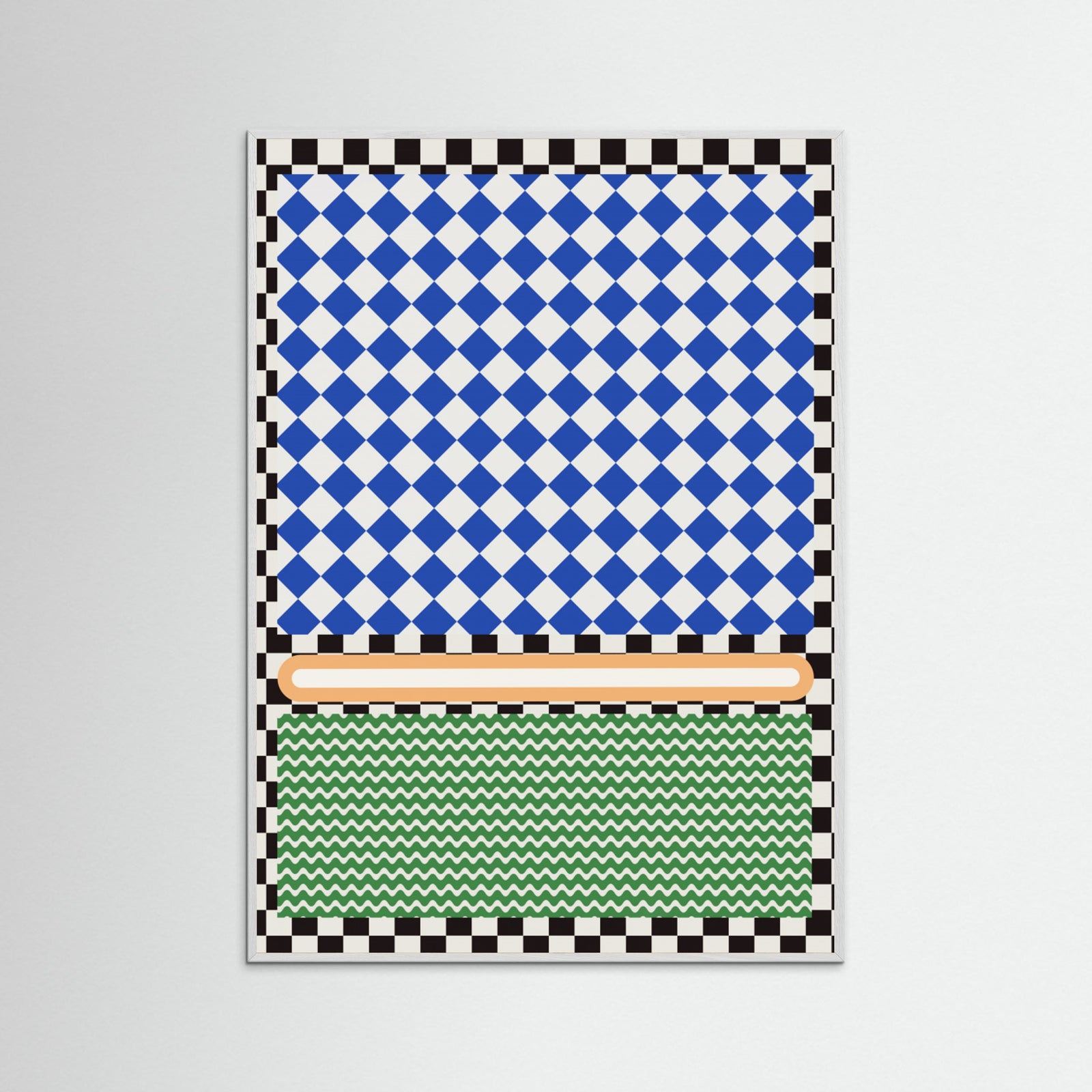 White Wood Checkered Rothko Inspiration Poster