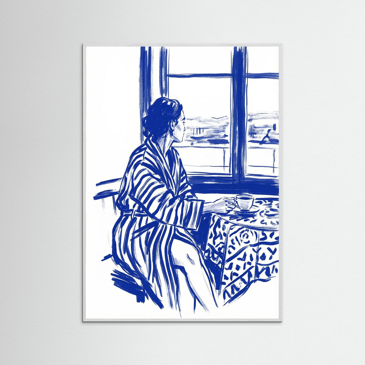 White Wood Cobalt Contemplation Blue