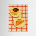 White Wood Coffee and Croissant