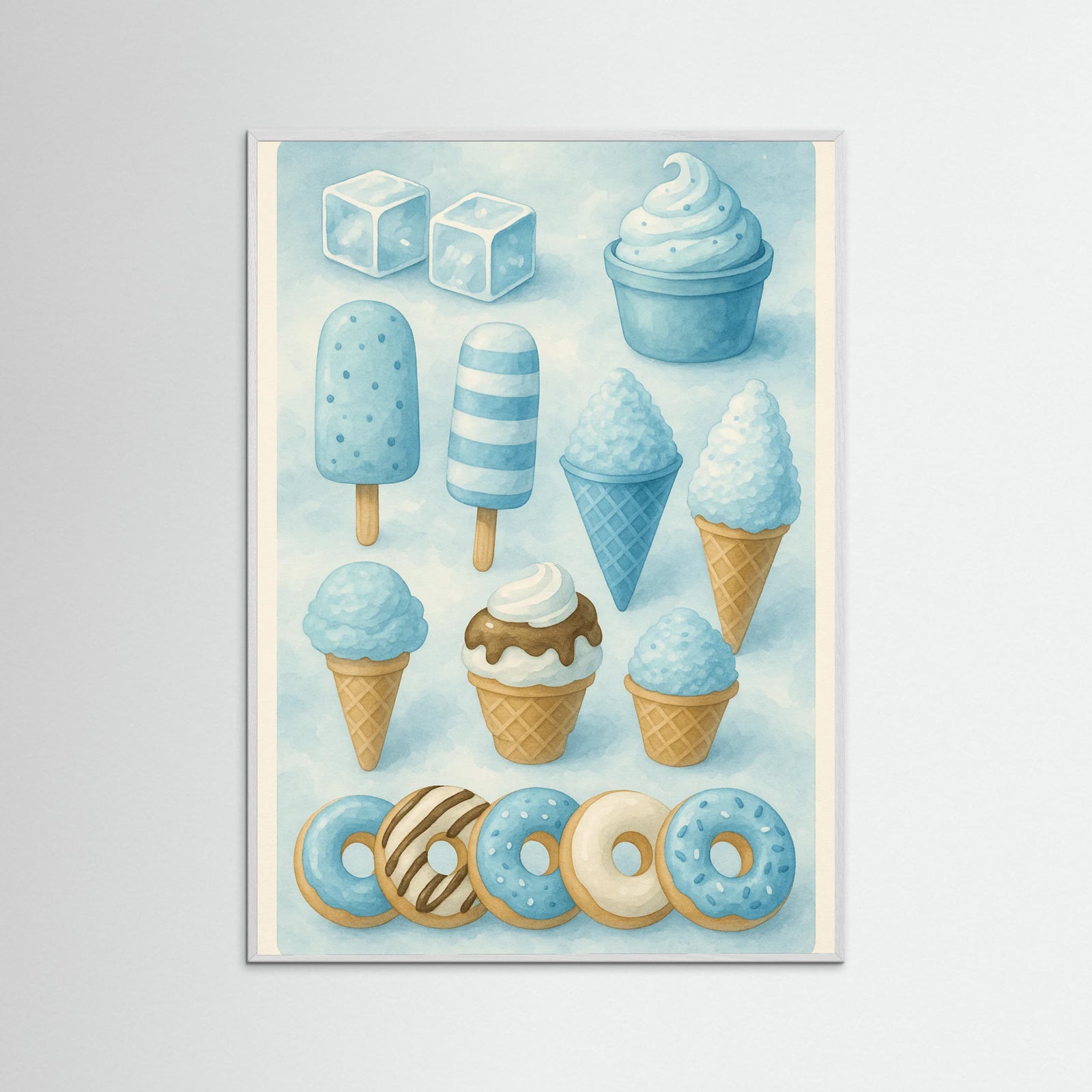 White Wood Colorful Ice Cream