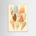 White Wood Colorful Ice Creams